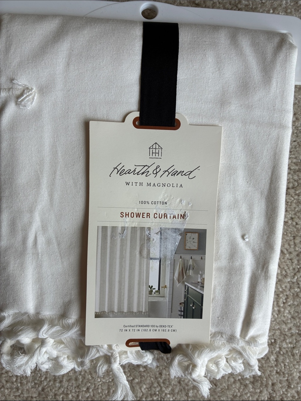 Heart and hand with magnolia, White 100 Cotton Shower Curtain